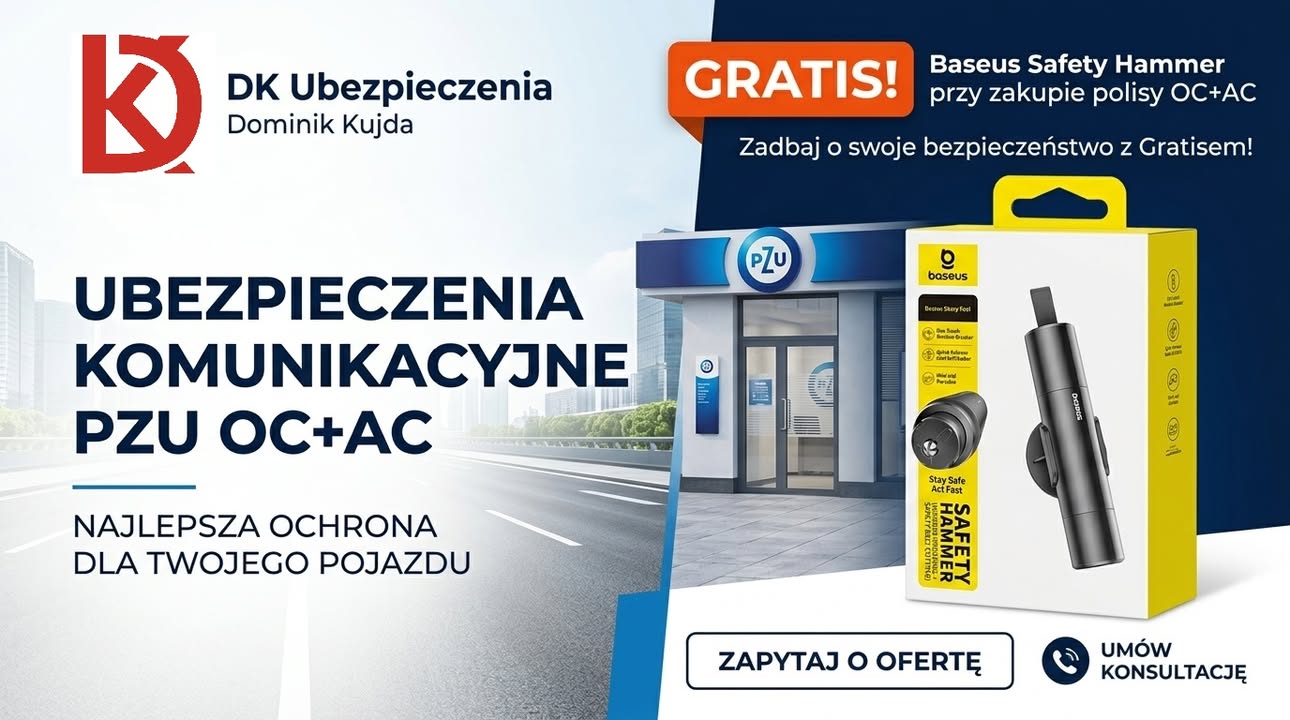 Do każdej nowej polisy OC+AC w PZU, ze składką minimum 2500 zł. Gratis - Młotek…